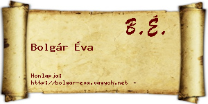 Bolgár Éva névjegykártya